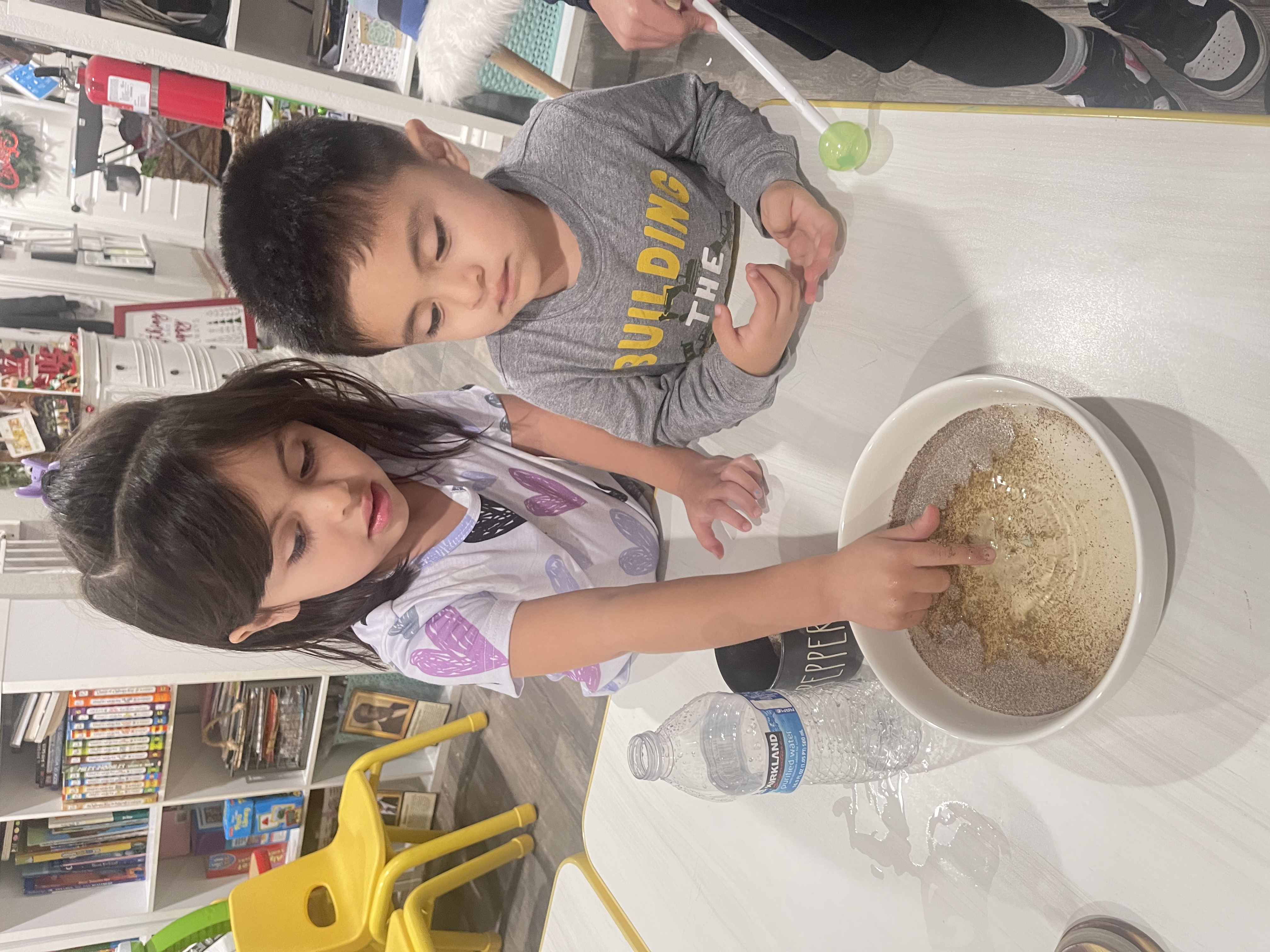 Children doing group art activity together